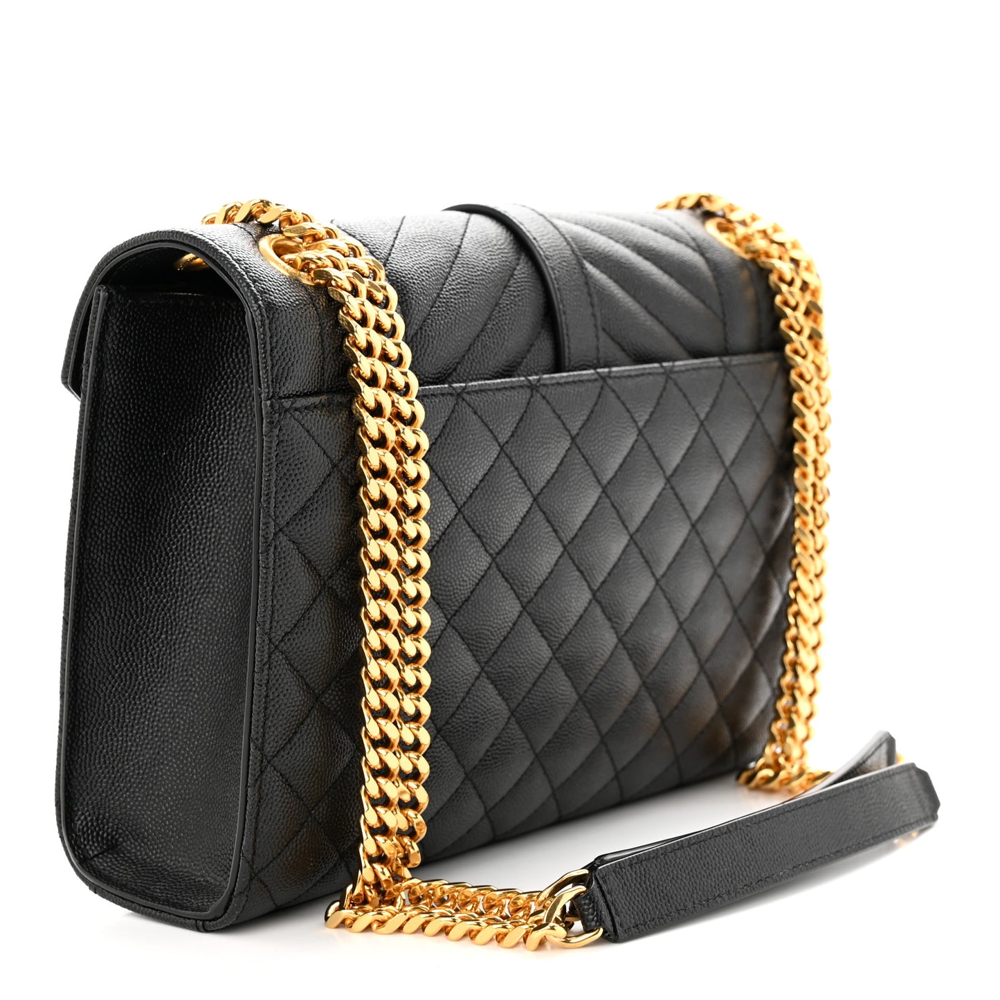 Grain De Poudre Textured Mixed Matelasse Triquilt Medium Monogram Satchel Black
