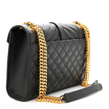 Saint Laurent Grain De Poudre Textured Mixed Matelasse Triquilt Medium Monogram Satchel Black 3 of 10
