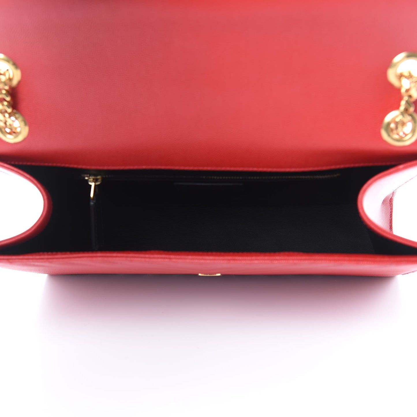 Grain De Poudre Matelasse Chevron Large Monogram Satchel Lipstick Red