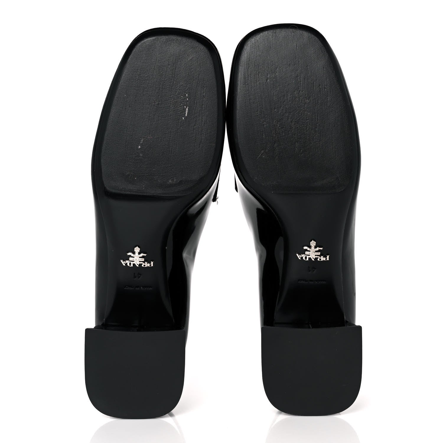 Prada Vernice Metal Triangle Logo Loafers 37 Black 5 of 8