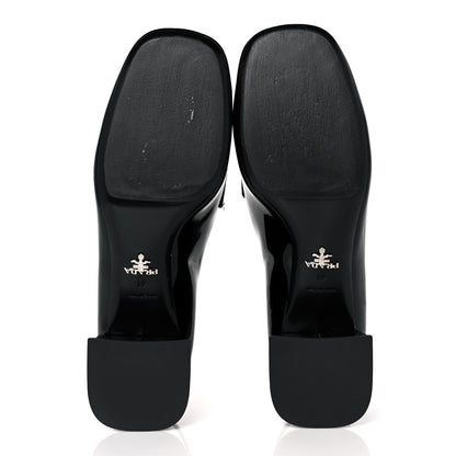 Prada Vernice Metal Triangle Logo Loafers 37 Black 5 of 8