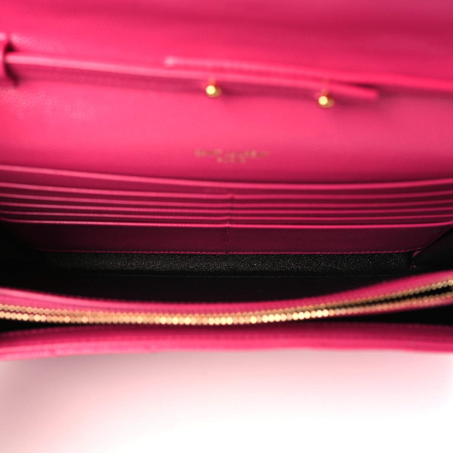 Saint Laurent Grain De Poudre Matelasse Chevron Monogram Chain Wallet Lipstick Fuchsia 5 of 9
