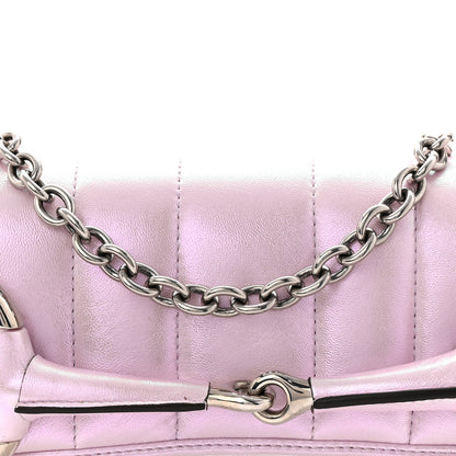 Gucci Iridescent Nappa Vertical Matelasse Medium Maxi Horsebit Chain Shoulder Bag Escape Pink 8 of 10