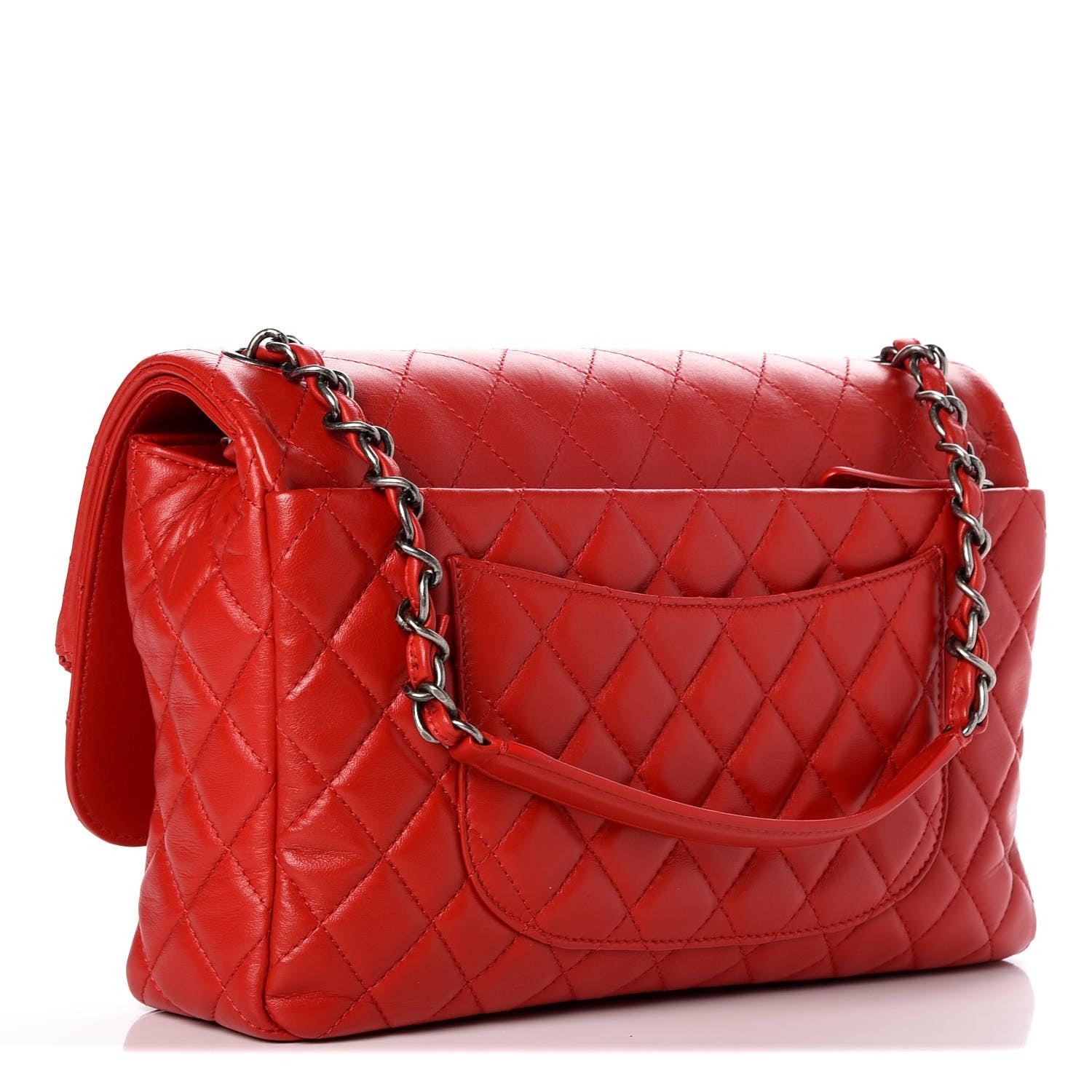 Chanel Lambskin Quilted Jumbo Multi Flap Bag Red 3 of 8