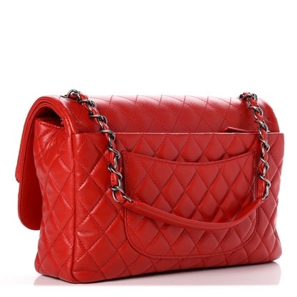 Chanel Lambskin Quilted Jumbo Multi Flap Bag Red 3 of 8