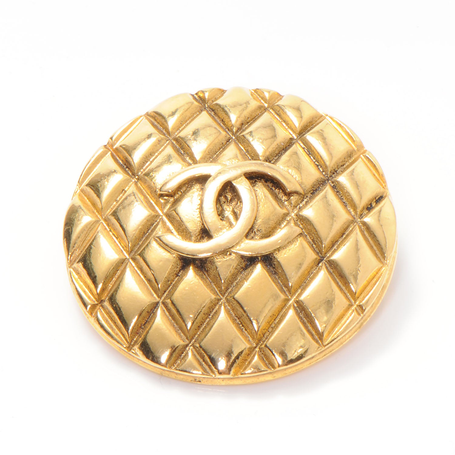 Chanel Quilted CC Brooch Gold 1 of 4
