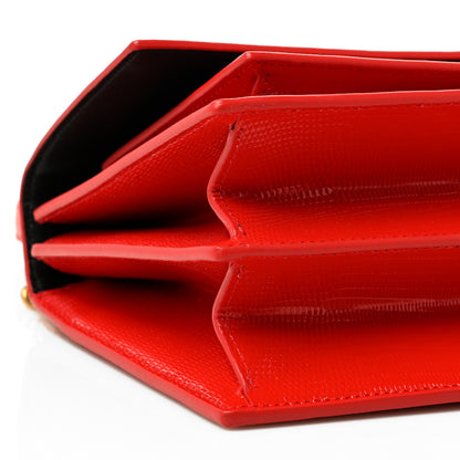 Balenciaga Patent Calfskin Lizard Embossed Sharp S Chain Satchel Vivid Red 8 of 9