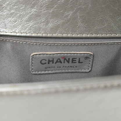 Chanel Metallic Aged Calfskin Quilted Medium Top Handle Boy Flap Silver 7 of 12