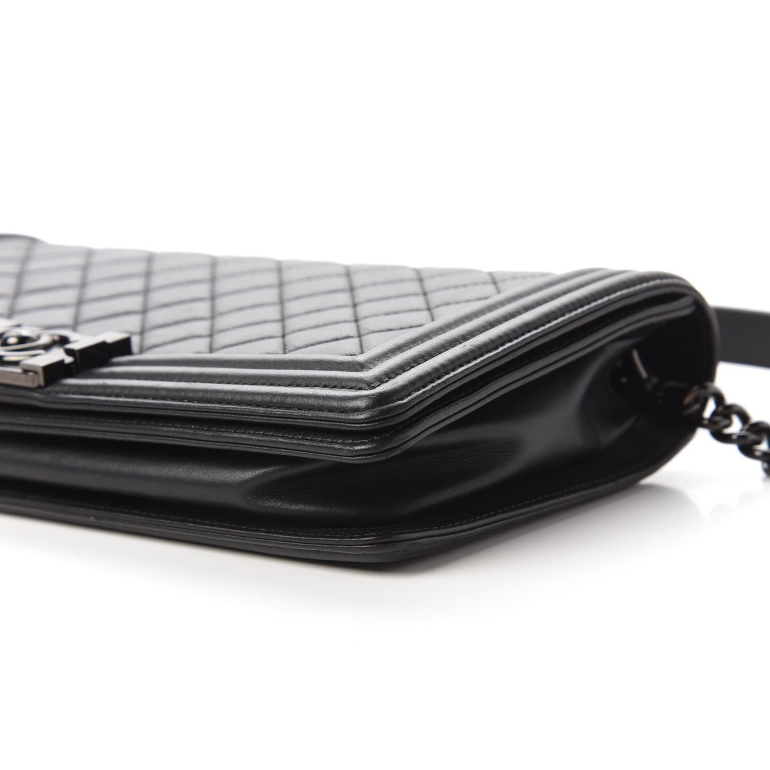 Chanel Calfskin Quilted Boy Clutch With Removable Chain So Black 7 of 11