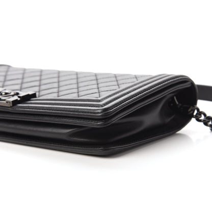 Chanel Calfskin Quilted Boy Clutch With Removable Chain So Black 7 of 11