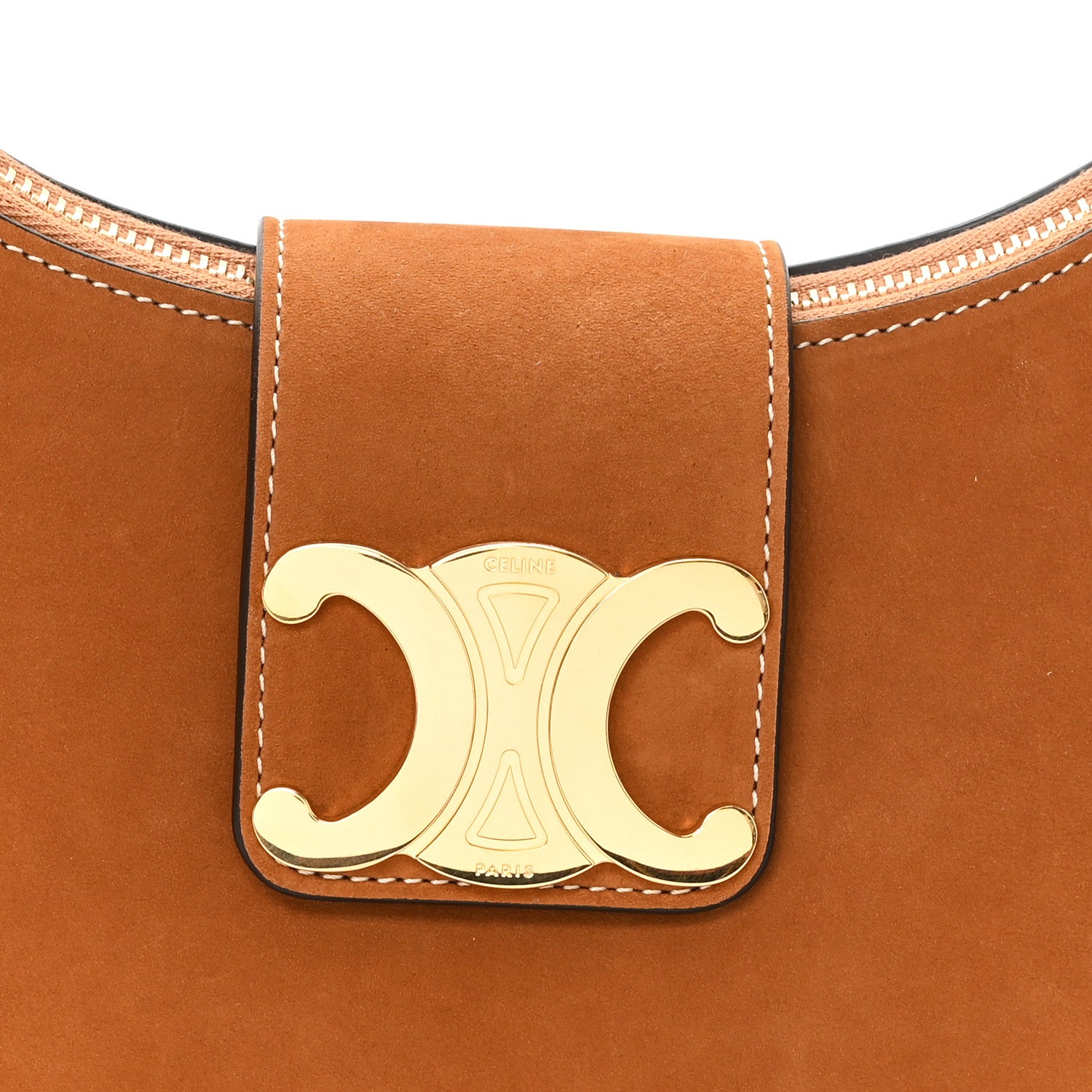 Celine Suede Medium Strap Ava Triomphe Shoulder Bag Camel 1849119
