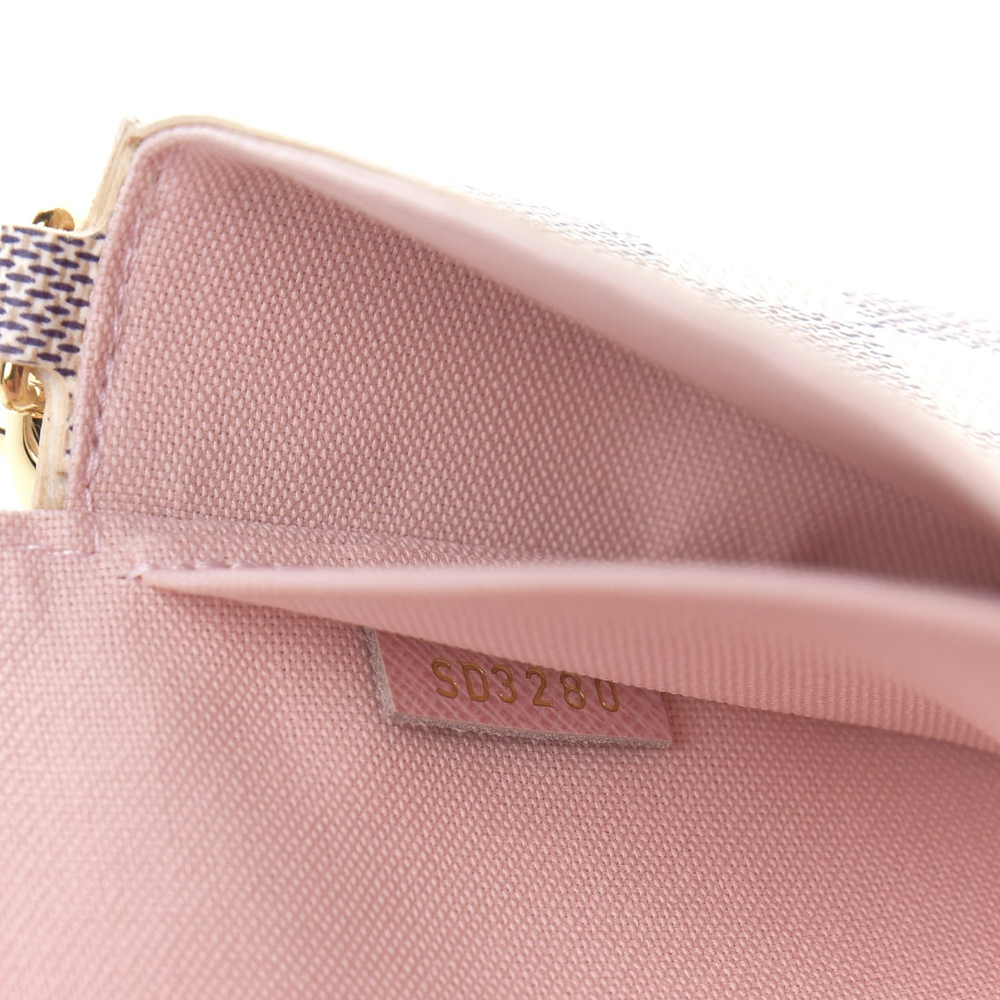 Damier Azur Pochette Felicie Chain Wallet Rose Ballerine
