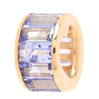 Foundrae 18K Yellow Gold Tanzanite True Love Baguette Heart Beat Pendant 3 of 5
