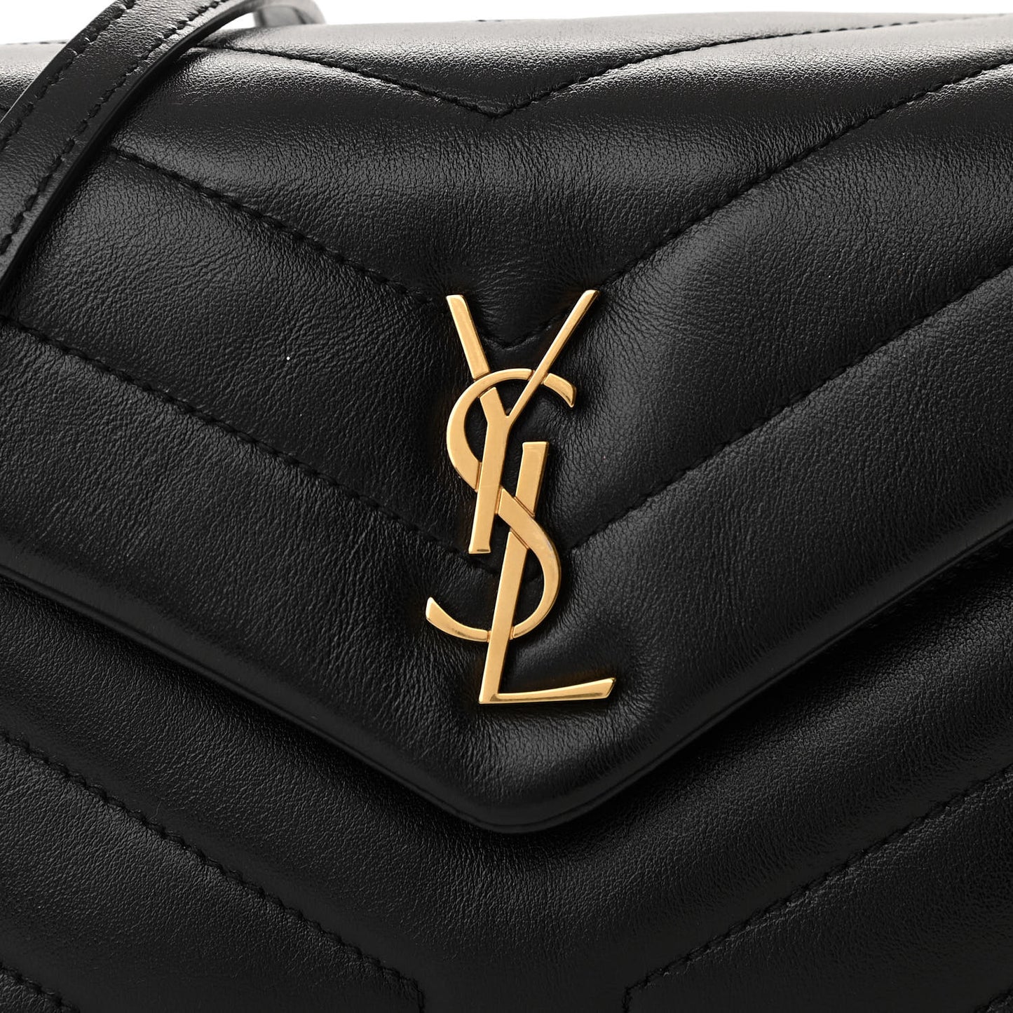 Calfskin Y Quilted Monogram Toy Loulou Crossbody Bag Black