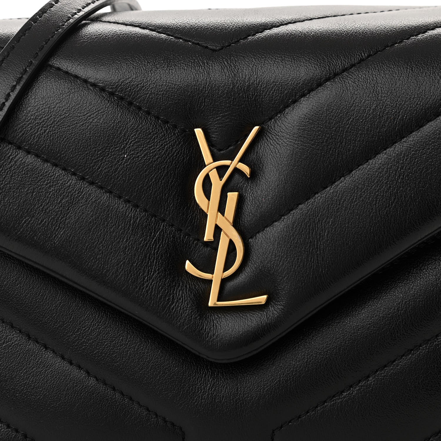 Saint Laurent Calfskin Y Quilted Monogram Toy Loulou Crossbody Bag Black 7 of 9