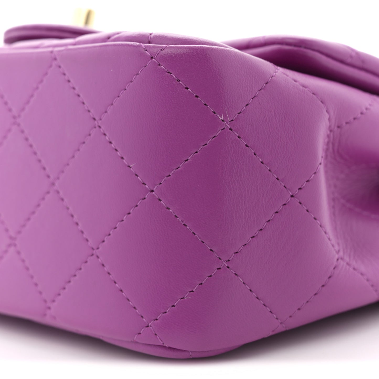 Lambskin Quilted Mini Square Flap Purple