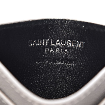 Saint Laurent Grain De Poudre Matelasse Chevron Card Case Granite 6 of 8