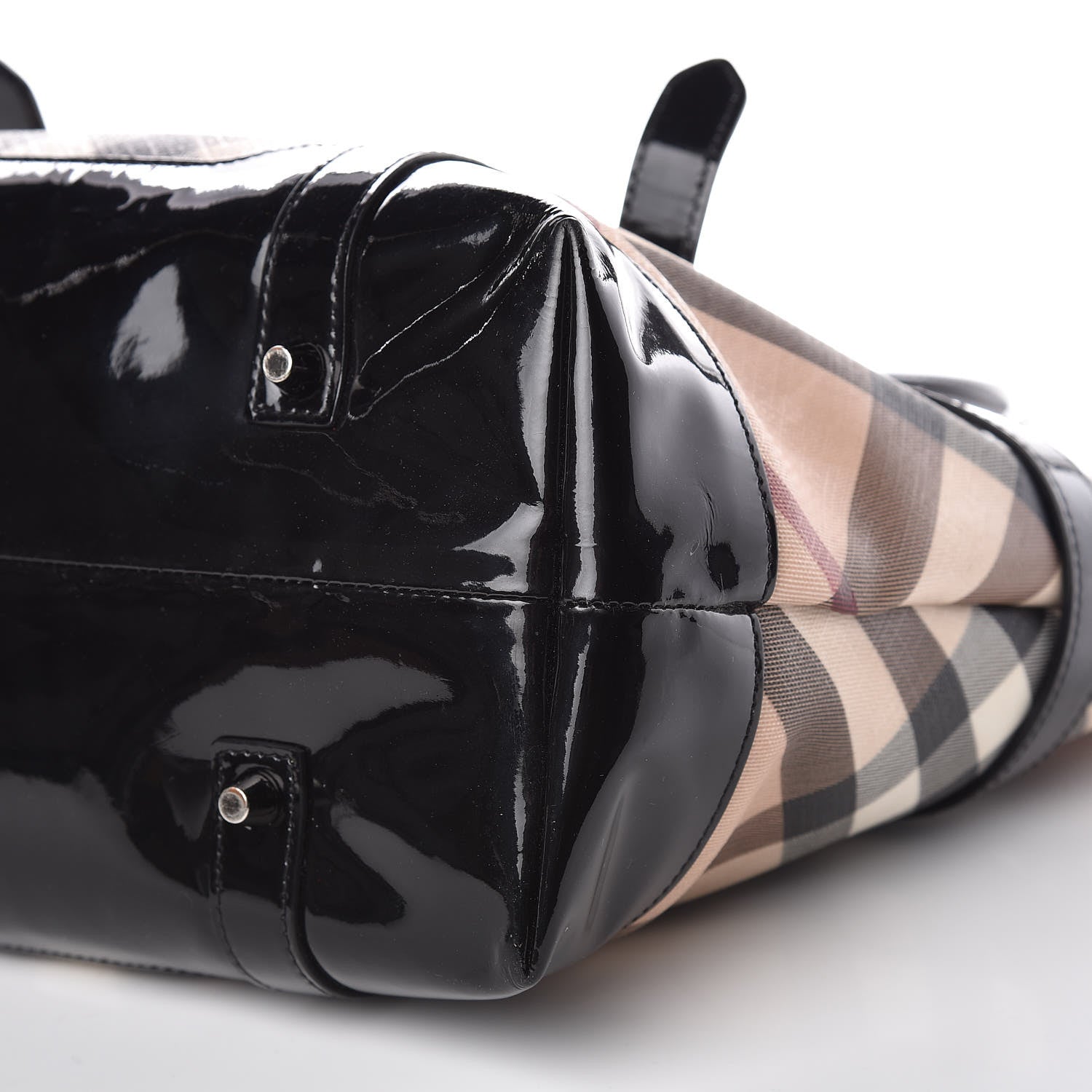 Burberry Patent Supernova Check Medium Denham Tote Black 10 of 15