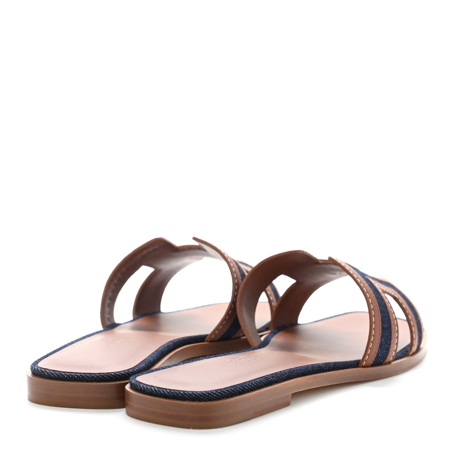 Calfskin Denim Oran Sandals 37.5 Bleu Brut Gold