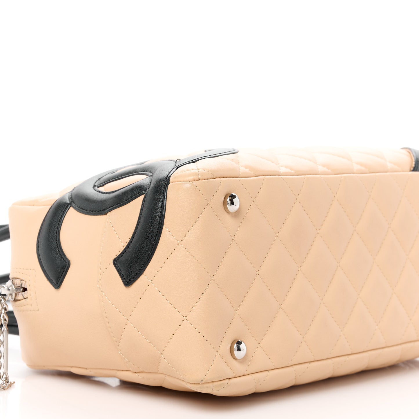 Calfskin Quilted Large Cambon Bowler Beige Black