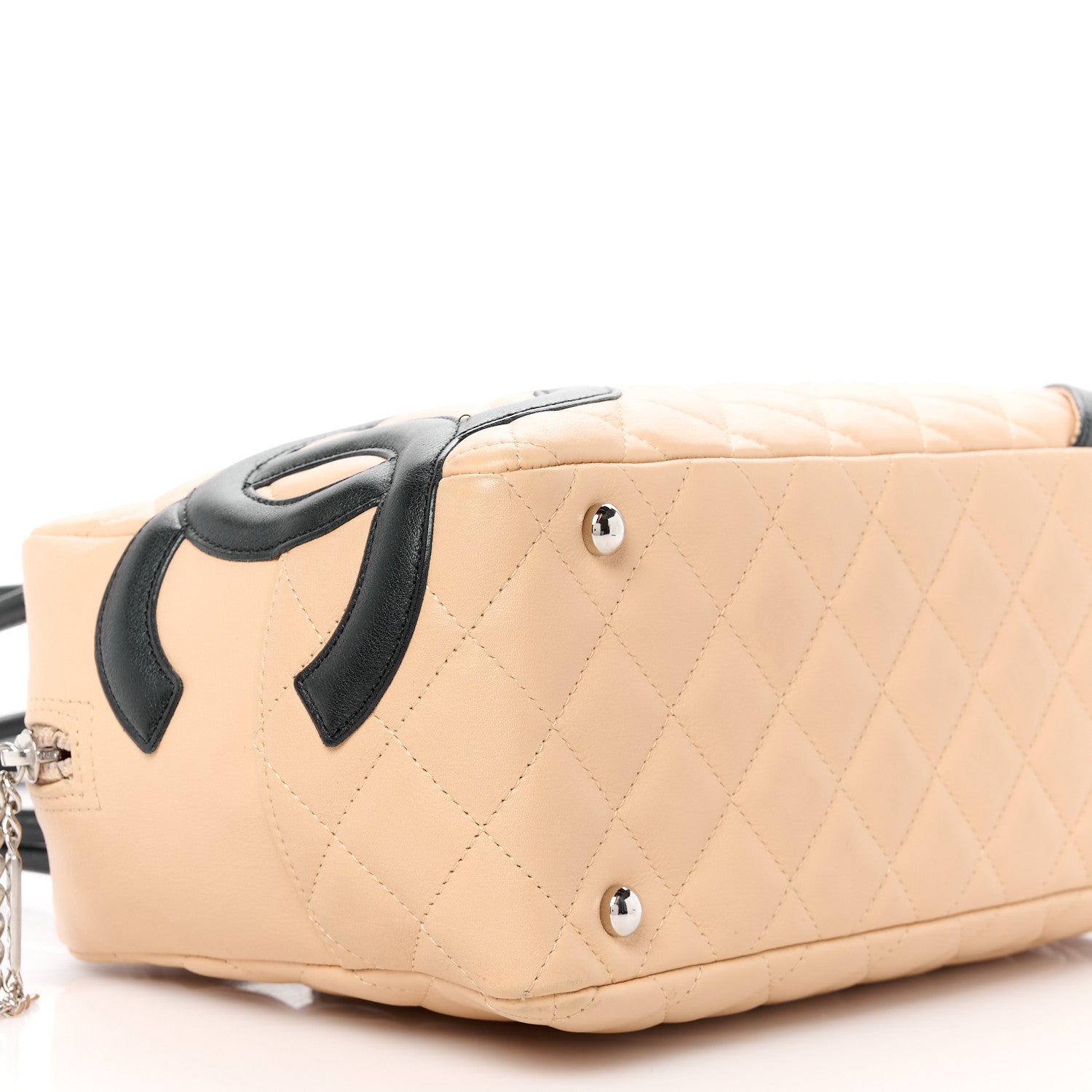 Chanel Calfskin Quilted Large Cambon Bowler Beige Black 9 of 11