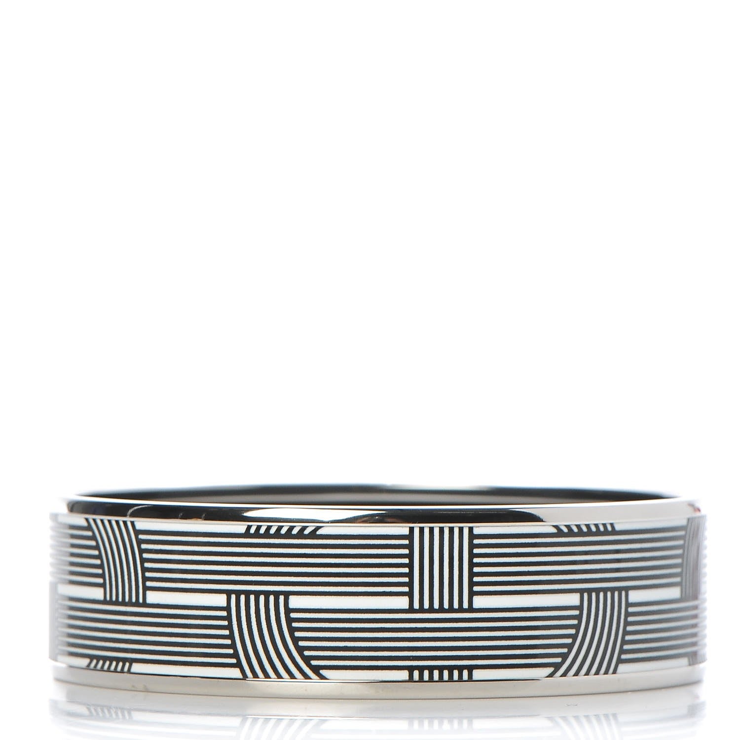 Hermes Enamel Printed Circuit 24 Faubourg Wide Bracelet 65 Black White 1 of 5