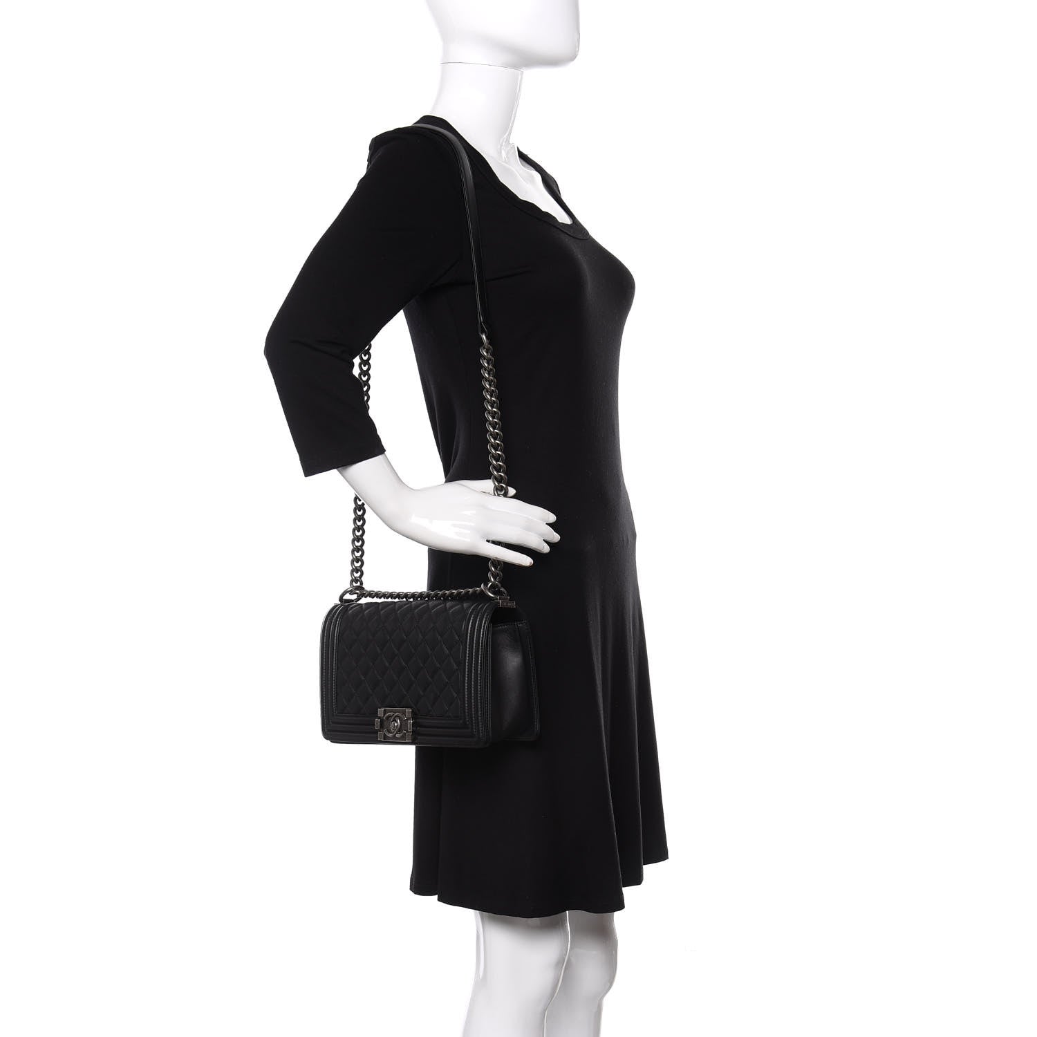 Chanel Calfskin Quilted Medium Boy Flap Black 2 of 10