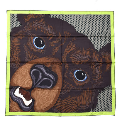 Hermes Silk Grrrrr! Scarf 100 Marron Lime Sapin 1 of 7