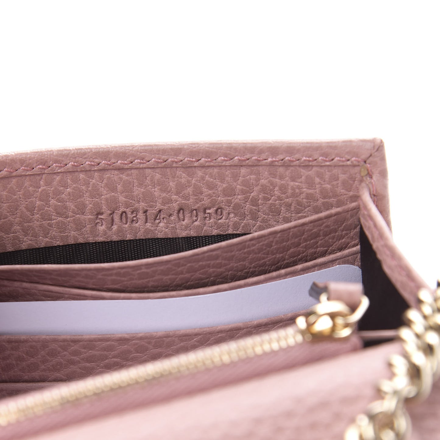 Dollar Calfskin Interlocking G Chain Wallet Soft Pink