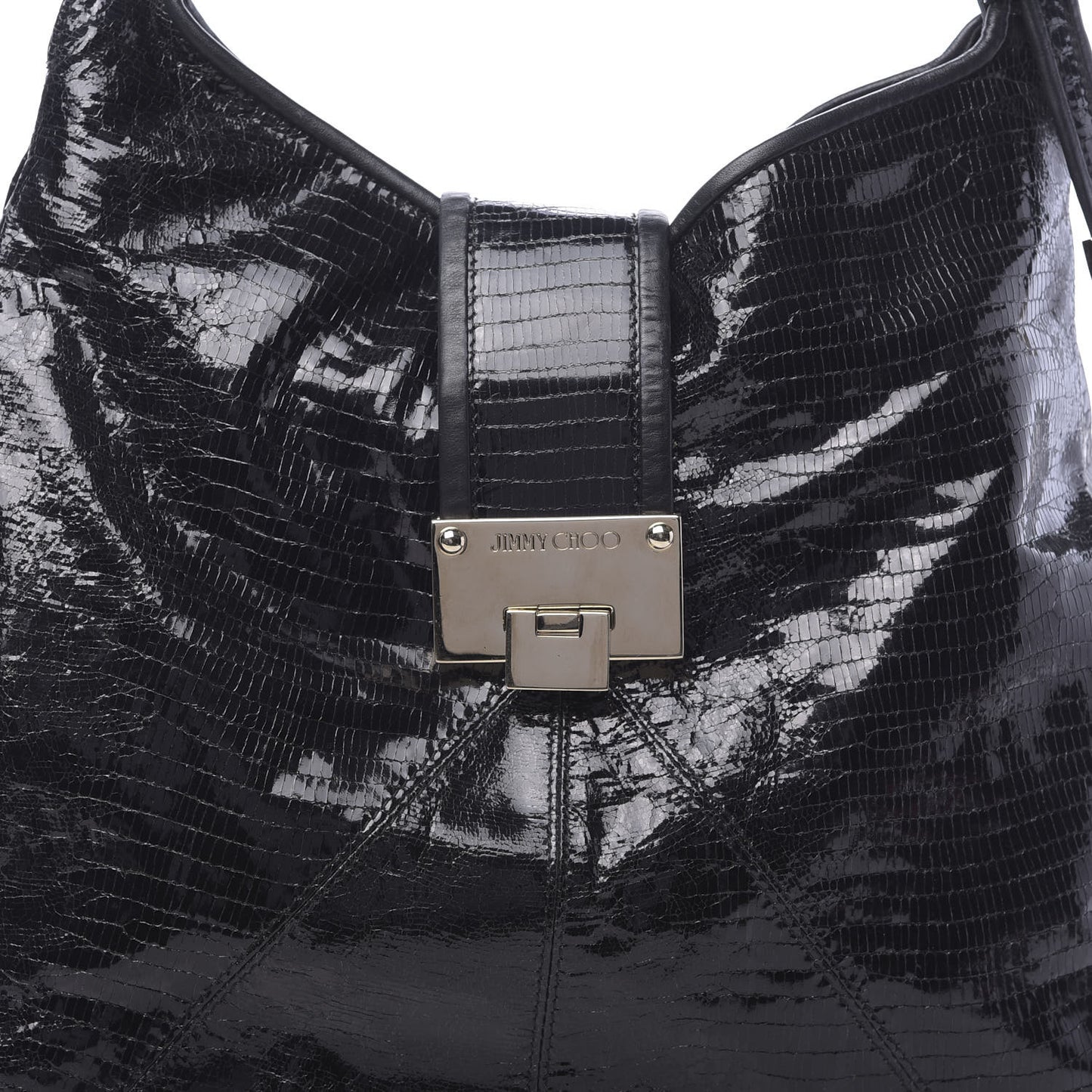 Snake Calfskin Embossed Rahmyn Hobo Bag Black