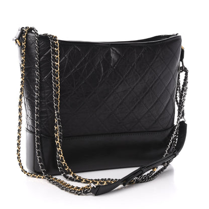 Chanel Aged Calfskin Quilted Large Gabrielle Hobo Black 3 of 11