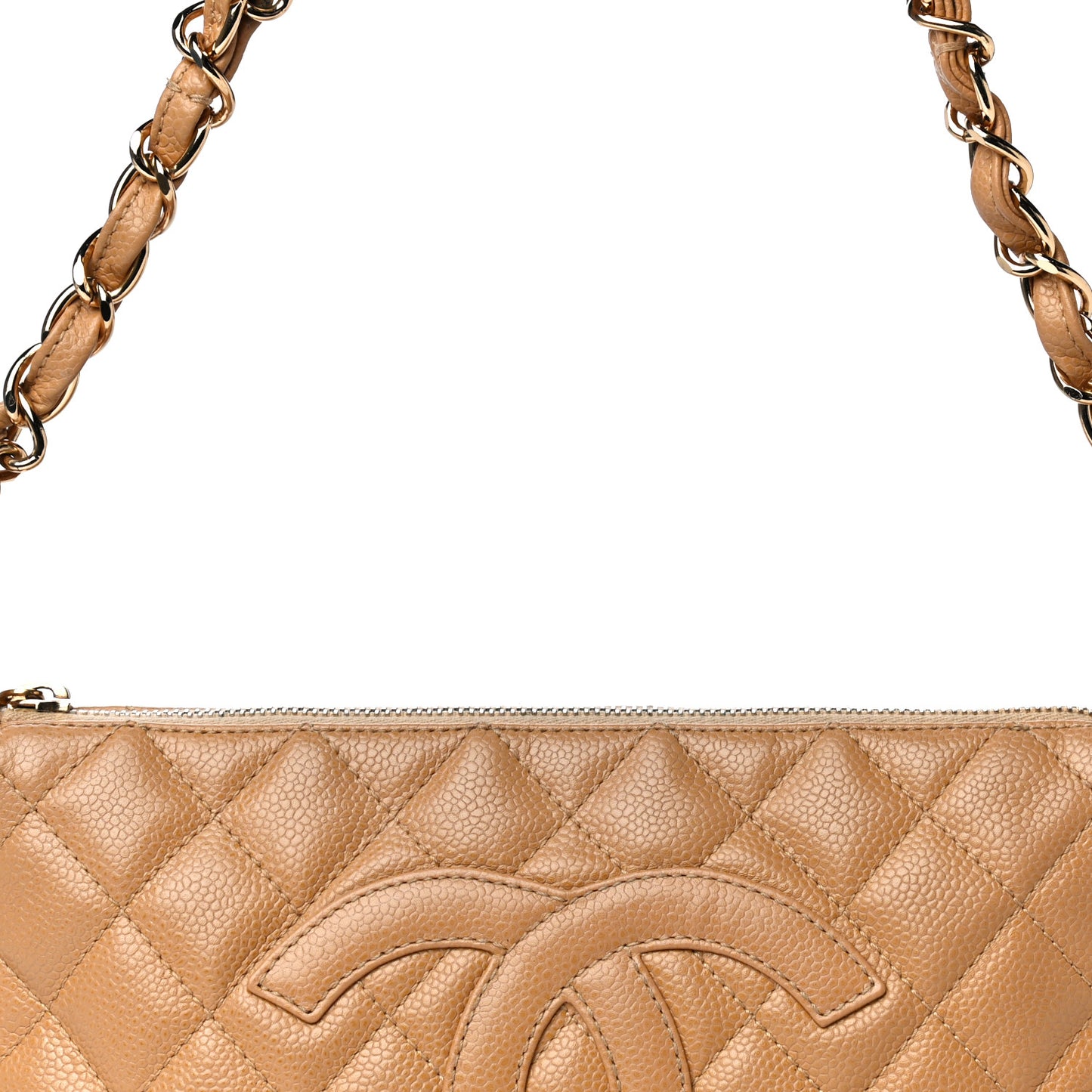 Caviar Quilted Timeless CC Shoulder Bag Beige