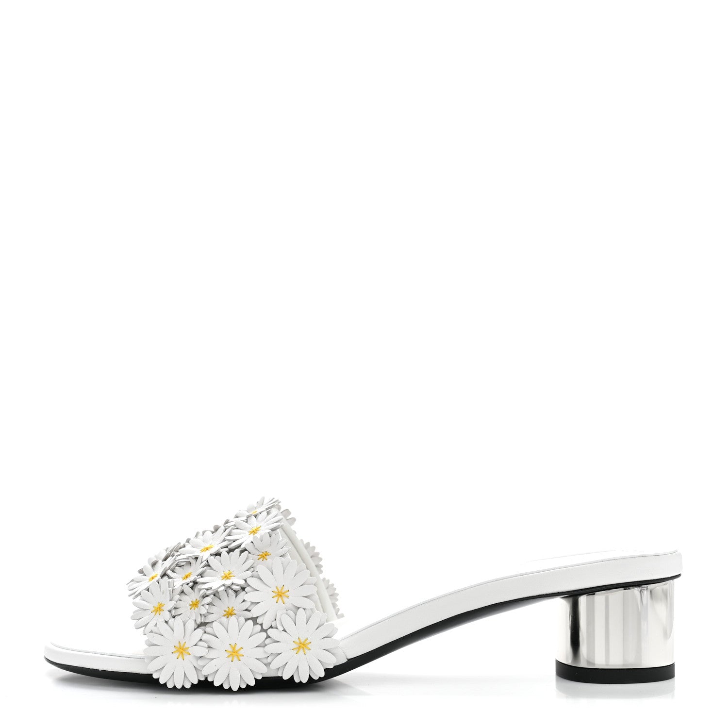 Christian Dior Lambskin Daisy Embroidered Dior Bloom Heeled Slide Sandals 39 White 1 of 10