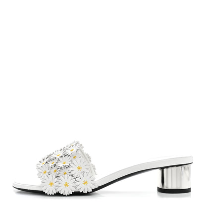 Christian Dior Lambskin Daisy Embroidered Dior Bloom Heeled Slide Sandals 39 White 1 of 10