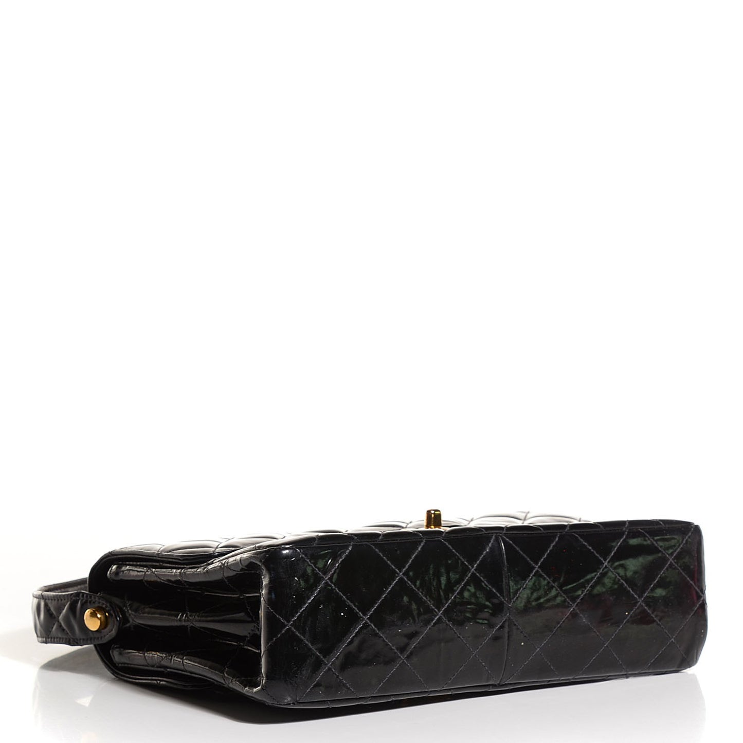 Patent Quilted Medium Double Sided Flap Black