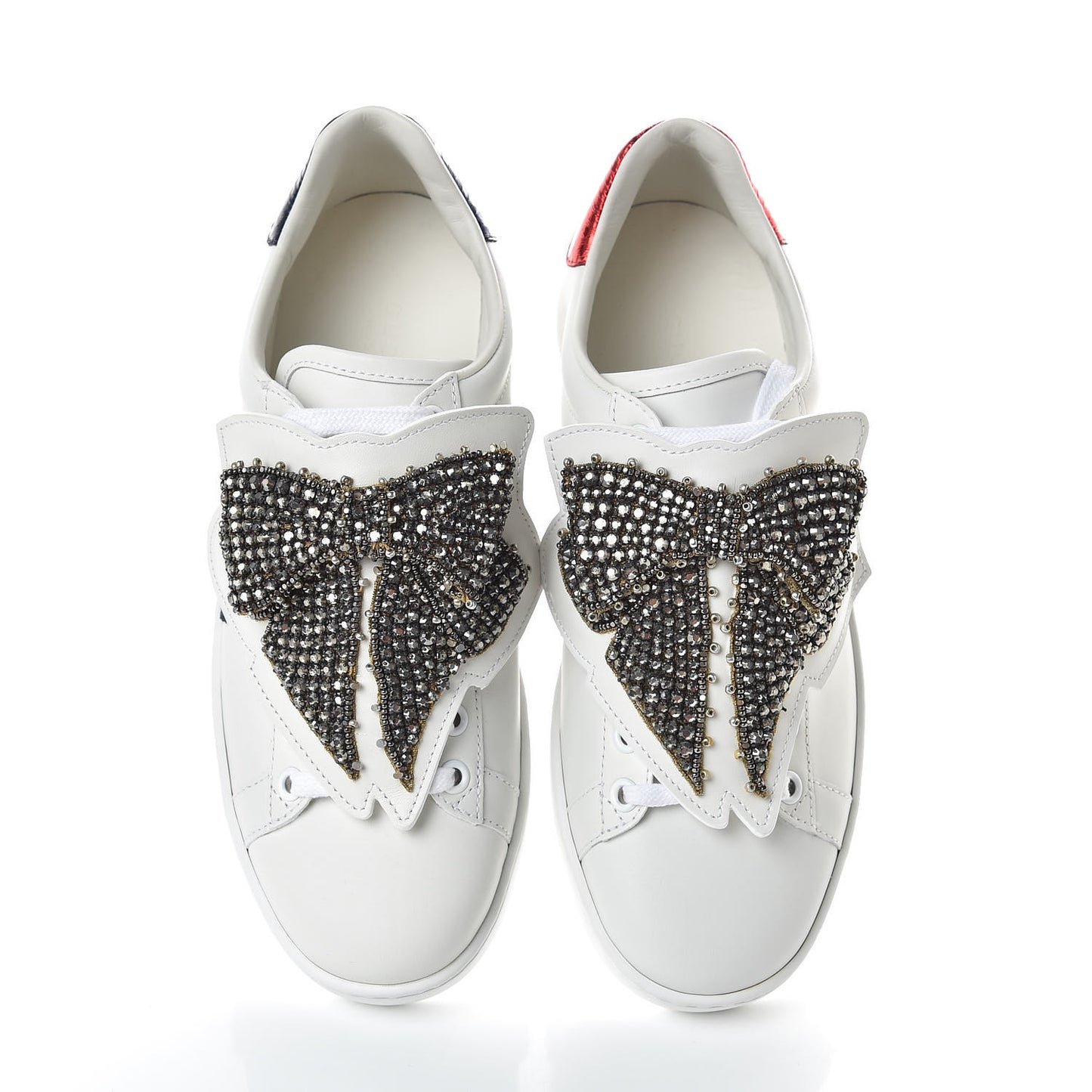 Calfskin Ayers Web Womens Ace Bow Lace Sneakers 37 White