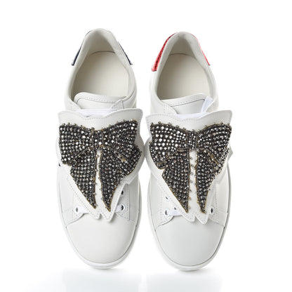 Gucci Calfskin Ayers Web Womens Ace Bow Lace Sneakers 37 White 5 of 9