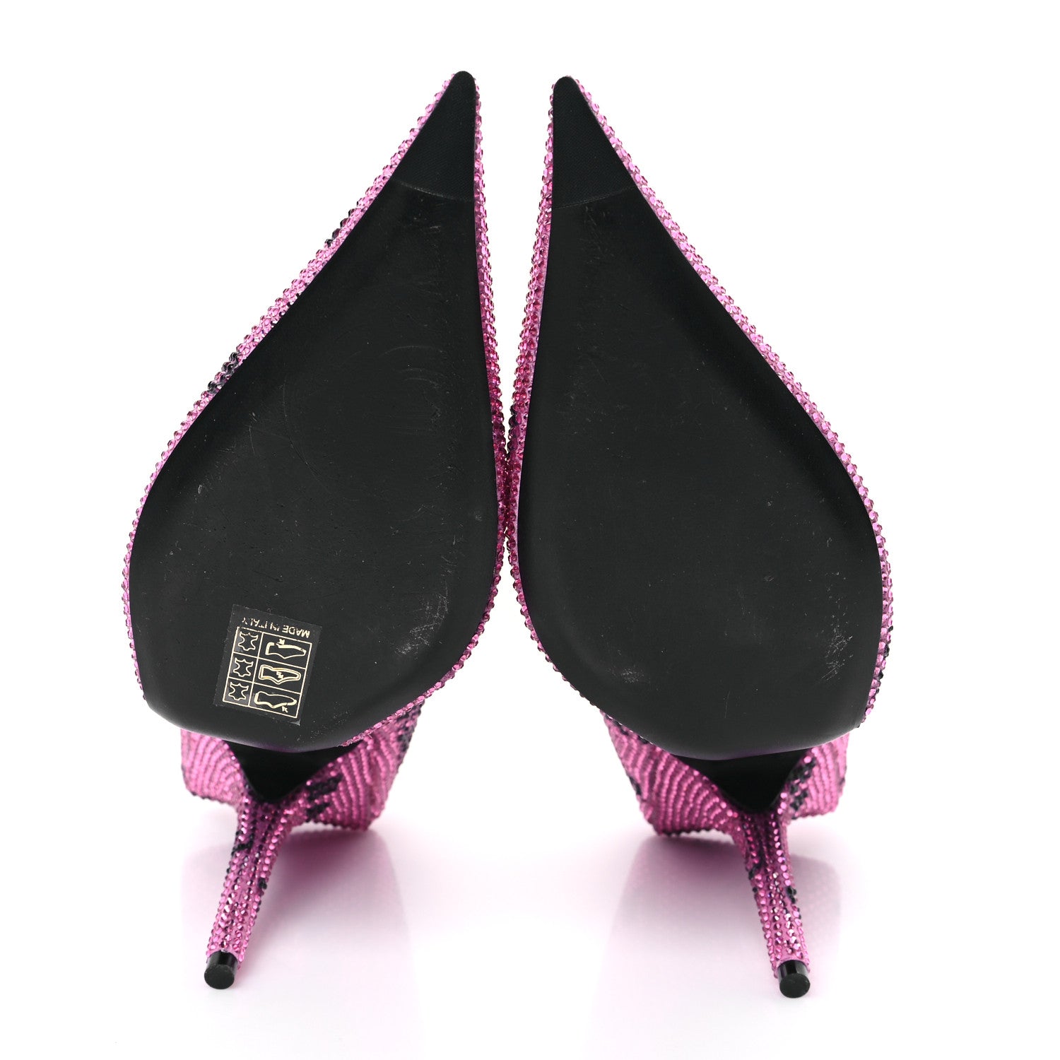 Balenciaga Strass Suede Allover Logo Square Knife 110mm Pumps 39 Pink Black 5 of 8