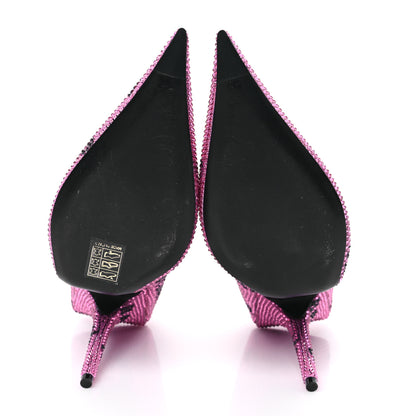 Balenciaga Strass Suede Allover Logo Square Knife 110mm Pumps 39 Pink Black 5 of 8
