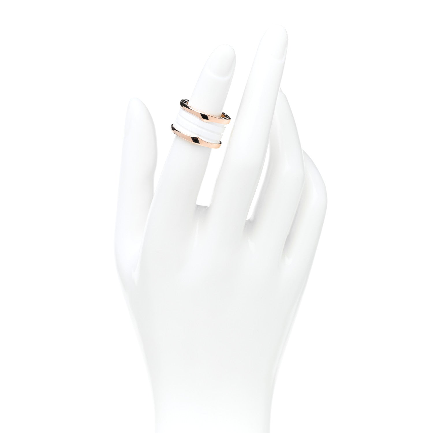 Bulgari 18K Rose Gold White Ceramic B.Zero1 Four-Band Ring 48 4.5 2 of 4