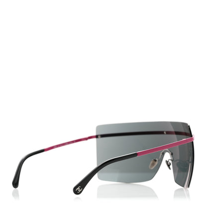 Chanel Acetate Shield Quilted Sunglasses 71655 White Red 4 of 8