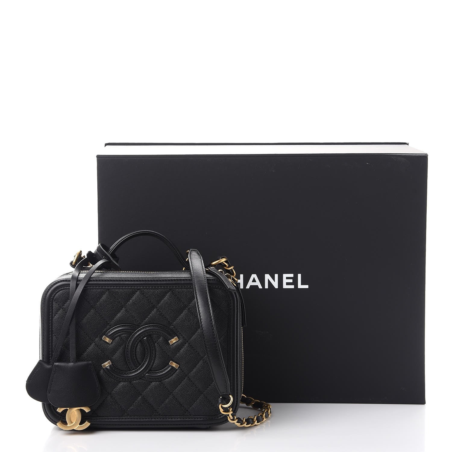 Chanel Caviar Quilted Medium CC Filigree Vanity Case Black 9 of 9