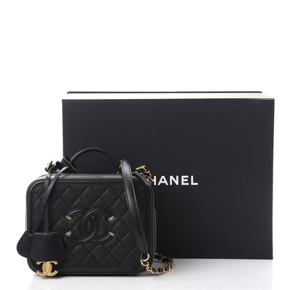 Chanel Caviar Quilted Medium CC Filigree Vanity Case Black 9 of 9