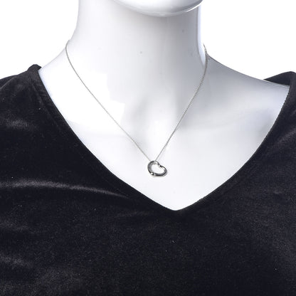 Tiffany Platinum Diamond Elsa Peretti Open Heart Pendant Necklace 2 of 7