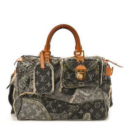 Louis Vuitton Denim Patchwork Speedy 30 Grey 1 of 13