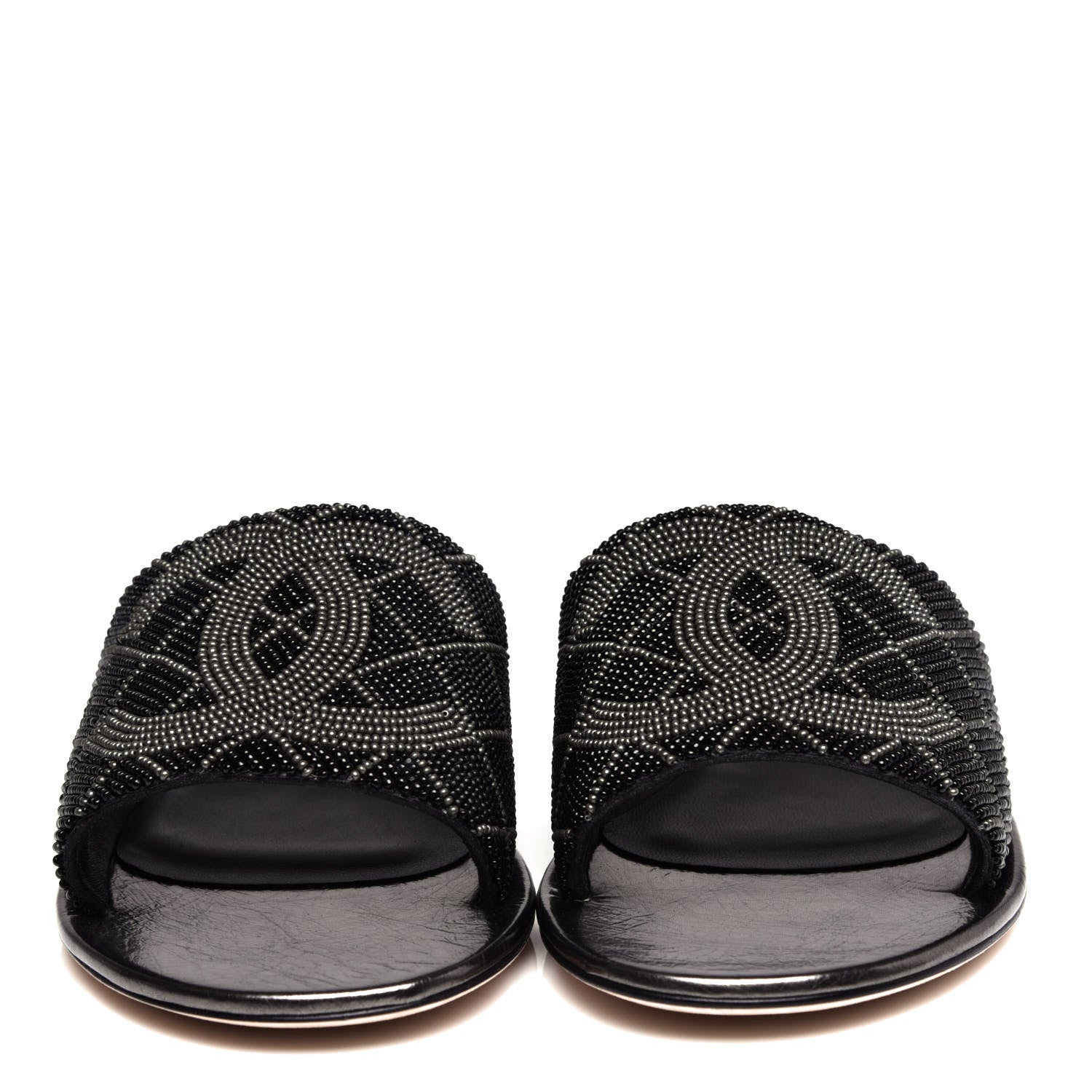 Chanel Pearl Embroidery CC Mules 38.5 Black 5 of 11