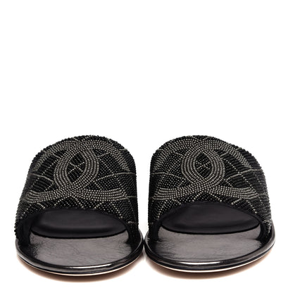 Chanel Pearl Embroidery CC Mules 38.5 Black 5 of 11