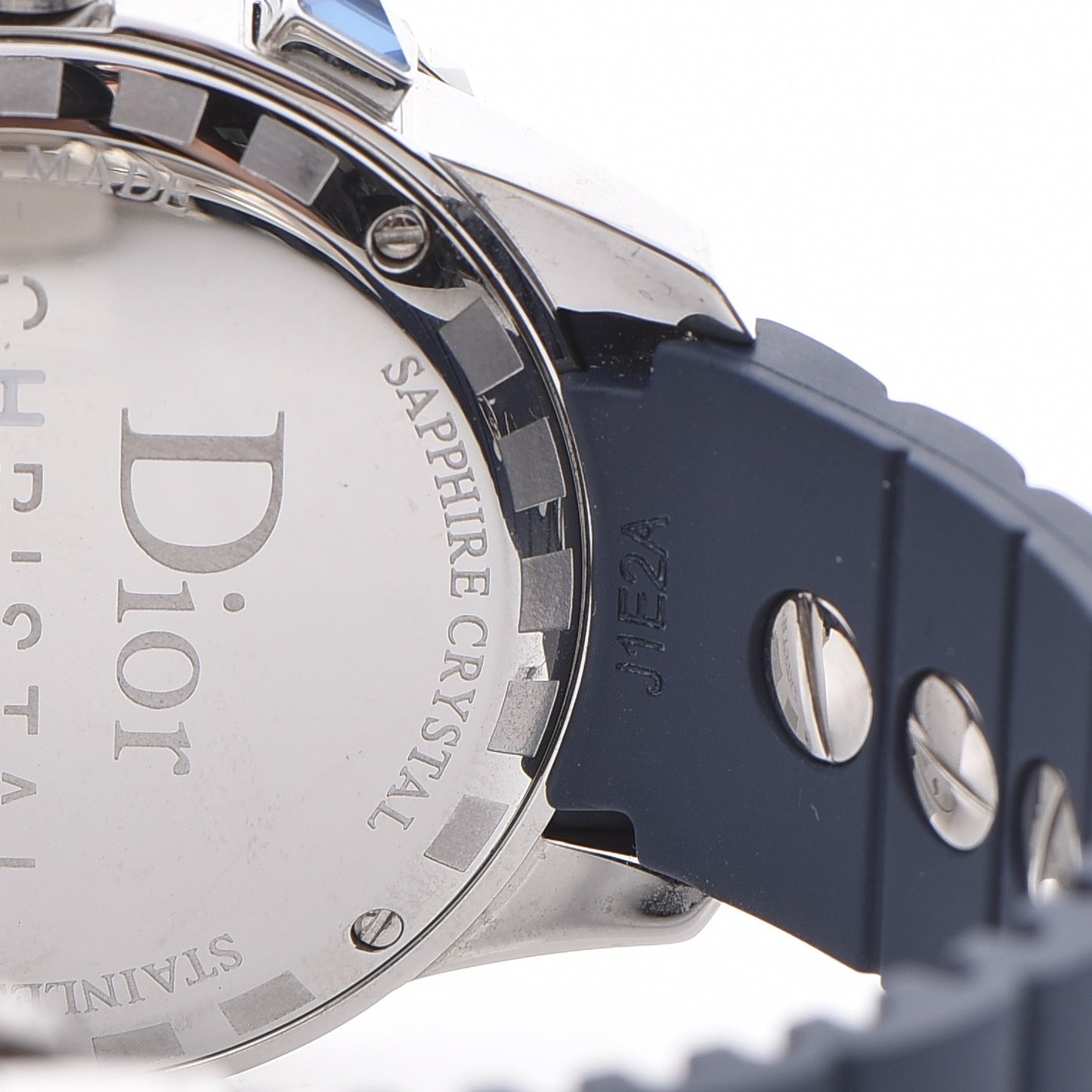 Stainless Steel Rubber Diamond Blue Sapphire 38mm Christal Chronograph Quartz Watch Blue