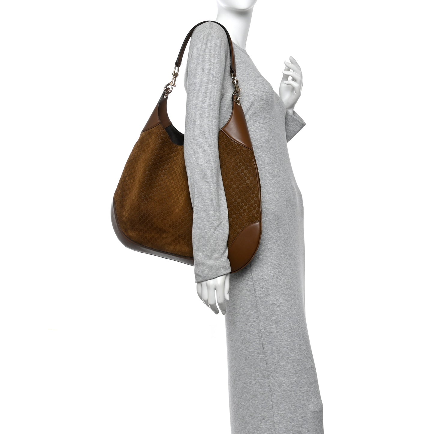 GG Suede B Large Shoulder Bag Brown