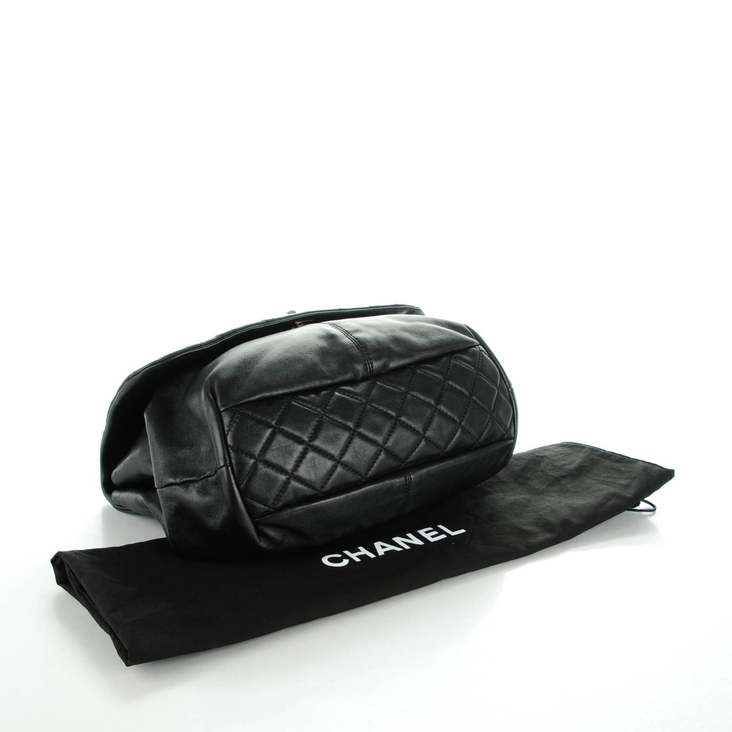 Chanel Shiny Lambskin Quilted Large Trianon Messenger Flap Black 4 of 8